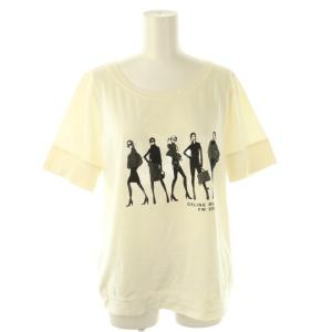 ラインストーン 半袖Tシャツ カットソー L アイボリー /DF OS