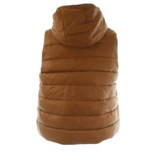 dama collection ラムレザー ダウン ベスト ジャケット 前開き ジップアップ L 茶 /NR OS