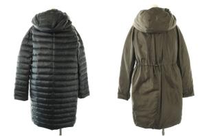 Leilian リバーシブルダウンコート アウター フード 11 チャコールグレー ネイビー /DO OS