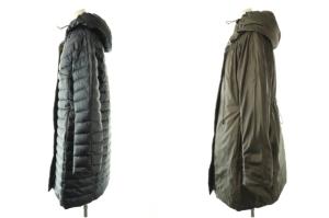 Leilian リバーシブルダウンコート アウター フード 11 チャコールグレー ネイビー /DO OS