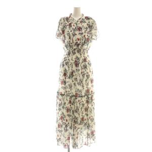 23SS Sustainableウエストシャーリングプリーツワンピース ロング 花柄 1 アイボリー /DF