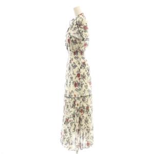 SNIDEL 23SS Sustainableウエストシャーリングプリーツワンピース ロング 花柄 1 アイボリー /DF