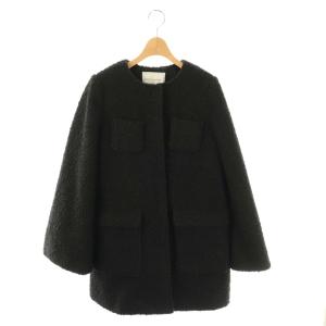 POODLE MIDI COAT コート ノーカラー ミドル丈 38 ブラック /HK OS