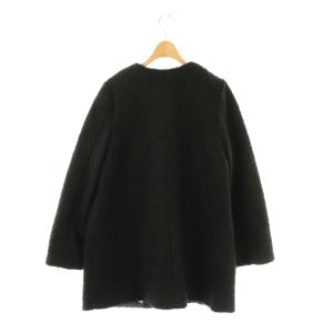 BORDERS at BALCONY POODLE MIDI COAT コート ノーカラー ミドル丈 38 ブラック /HK OS