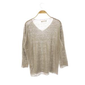 evam eva evameva エバムエバ linen Vネックリネンニットプルオーバー カットソー 長袖 2 グレー /HK OS