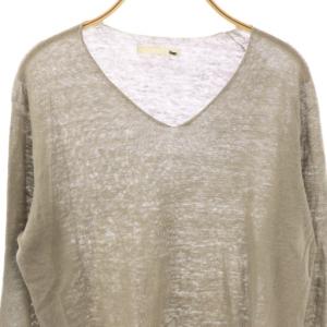 evam eva evameva エバムエバ linen Vネックリネンニットプルオーバー カットソー 長袖 2 グレー /HK OS
