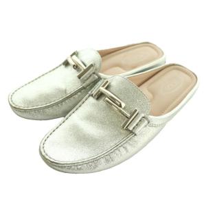 ミュール ドライビングシューズ スリッポン 36 銀色 シルバーカラー /SS OS