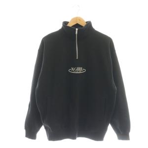 OVAL LOGO HALF ZIP SWEAT TOP スウェット トレーナー ハーフジップ M ブラック