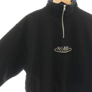 x-girl OVAL LOGO HALF ZIP SWEAT TOP スウェット トレーナー ハーフジップ M ブラック