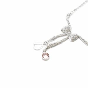 Christian Dior リボン ネックレス ペンダント シルバー色 /SR OH