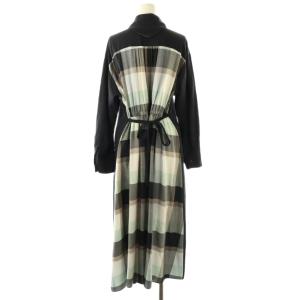 BLUE LABEL CRESTBRIDGE バックチェック シャツワンピース マキシ ロング 長袖 38 紺 ネイビー /AT OS