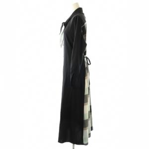 BLUE LABEL CRESTBRIDGE バックチェック シャツワンピース マキシ ロング 長袖 38 紺 ネイビー /AT OS