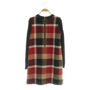 BLUE LABEL CRESTBRIDGE チェック ウールニットワンピース ミニ 長袖 切替 36 マルチカラー /MY OS