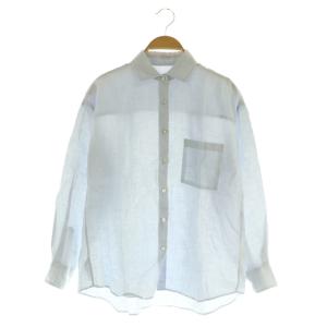 リネンシャツ 長袖 胸ポケット 38 ライトブルー /MY OS
