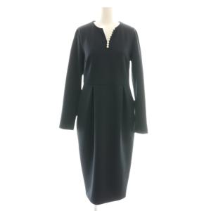 パールモチーフワンピース ロング 38 ダークネイビー /DF OS