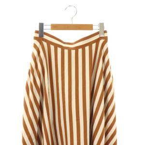 ANAYI カラーストライプフレアスカート 38 ブラウン ホワイト 白 /CX OS