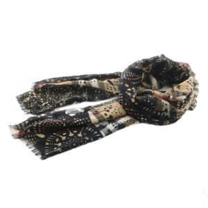 ガーゼストール レーズ柄 ノバチェック ベージュ ブラック