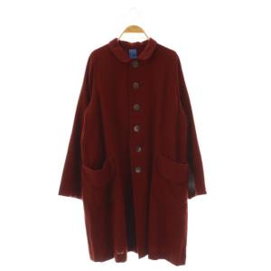 ラウンドカラーコート アウター ロング ウール M 赤 /NR OS