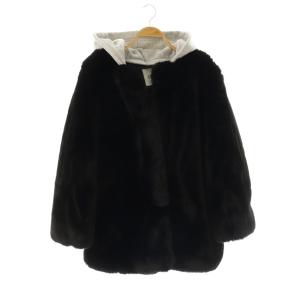 フードエコファーコート フェイクファー F ブラック グレー /ES OS