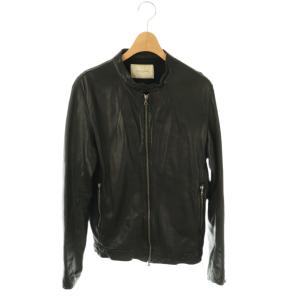 ラムレザーシングルライダースジャケット シープスキン M 黒 ブラック /AT OS SH