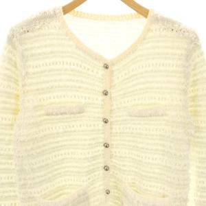 FOXEY Pale Gray Tweed ジャケット 38 オフホワイト 35348