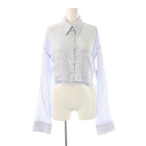 24SS Stripe Short Shirts シャツ ブラウス 長袖 前開き F ラベンダー 白 黒