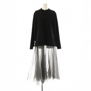 25AW チュールプリーツコンビニットワンピース ドッキング 38 ブラック グレー /ES OS