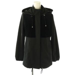 ベロアキルティング切り替えナイロンジャケット フードジャケット 34 ブラック /DF OS