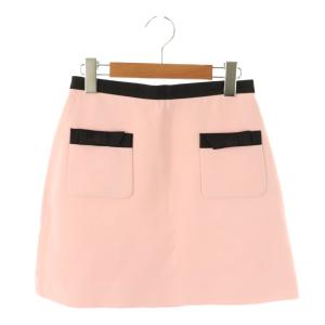 MG1261 リボン装飾台形スカート ミニ 38 ピンク ブラック /ES OS