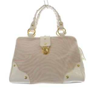 ゼブラ柄ハンドバッグ 切替 白 ホワイト ピンク /SR