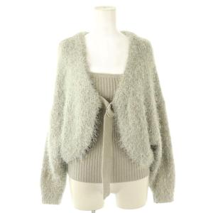フェザーカーデアンサンブル ニット カーディガン 長袖 セーター ノースリーブ リブ 38 グレー 33357130