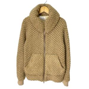 ウール モヘヤ ニットジャケット ブルゾン 中綿 ジップアップ 2 ベージュ FY