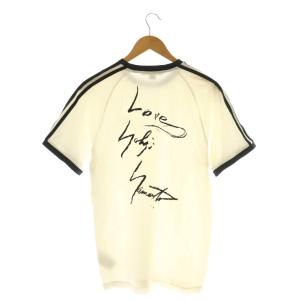 アディダス ヨウジヤマモト 3ライン Tシャツ カットソー S ホワイト ブラック /DF OS