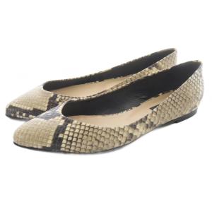 パイソン フラット パンプス ポインテッドトゥ 36 ベージュ /SR
