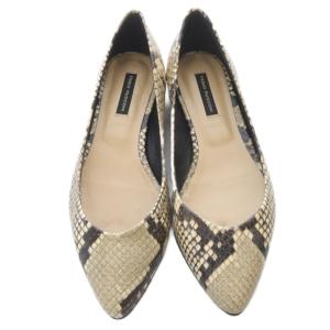 FABIO RUSCONI パイソン フラット パンプス ポインテッドトゥ 36 ベージュ /SR