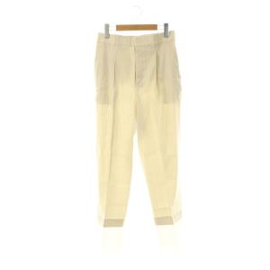 23SS バイオ麻パンツ ストライプ 裾シアー 38 ベージュ /CX OS