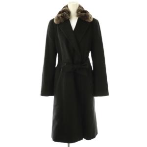 ファー付き カシミヤ コート アウター ロング 38 ブラック /DF OS
