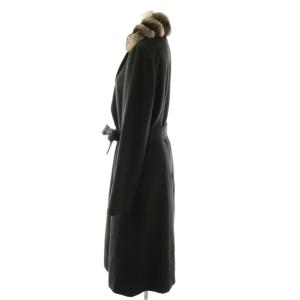 ANAYI ファー付き カシミヤ コート アウター ロング 38 ブラック /DF OS