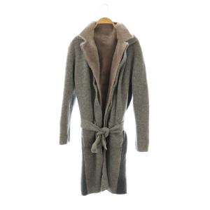 ムートンライナー ニットコート 羊革 F グレー グレージュ /ES OS