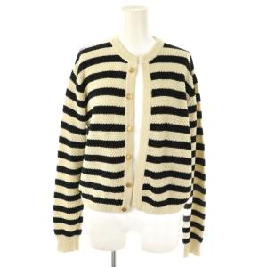 25SS Ondine ボーダーカーディガン ニット 長袖 コットン F アイボリー 黒 /NR OS