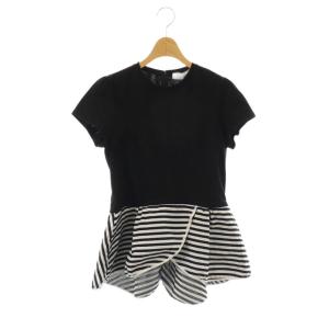 PEPRUM TEE Tシャツ カットソー ボーダー切り替え 38 ブラック ホワイト /CX OS