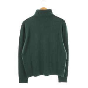 HERMES ウールカシミヤ混 ハーフジップ ニット L ダークグリーン