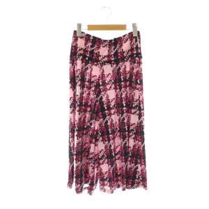 総柄 ワイドパンツ クロップド イージー 40 ピンク ブラック /DF OS