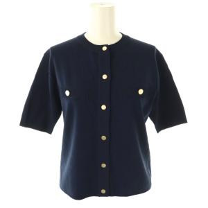 25SS カーディガン 半袖 S ネイビー 紺色 UVカット 金ボタン ニット 12-5203013 /AQ
