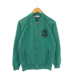 バックプリントジップアップスウェットブルゾン ジャケット M ピーコックグリーン ブラック /ES OS