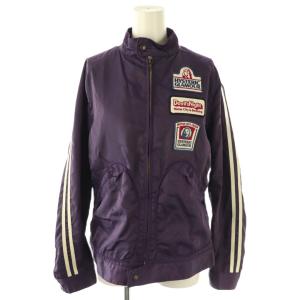 ワッペン装飾ナイロンレーシングジャケット ブルゾン M パープル ホワイト マルチカラー /ES OS