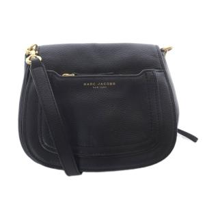 レザーショルダーバッグ ロゴ 黒 ブラック /SR