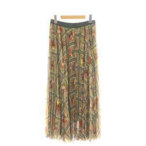 総柄 プリーツ スカート ロング M マルチカラー /DF OS