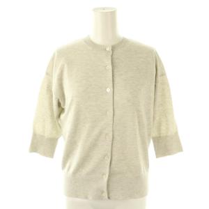 24SS アンサンブルニット LEVITA クルーカーディガン 半袖ニット カットソー ライトグレー /DO