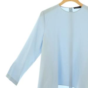YOKO CHAN YOKOCHAN 23年 フレアポイントヘムブラウス 長袖 プルオーバー 38 ライトブルー /DO OS
